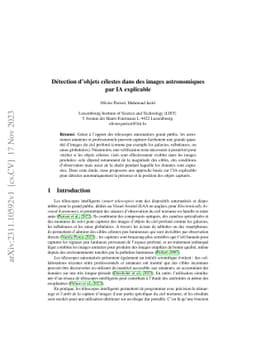 Détection dóbjets célestes dans des images astronomiques par IA
  explicable