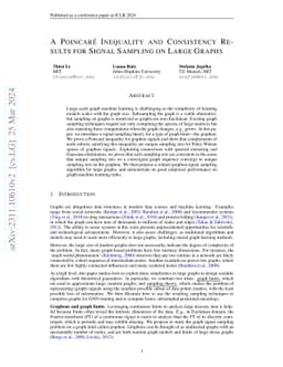 A Poincaré Inequality and Consistency Results for Signal Sampling on
  Large Graphs