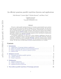 An efficient quantum parallel repetition theorem and applications