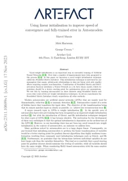 Using linear initialisation to improve speed of convergence and
  fully-trained error in Autoencoders