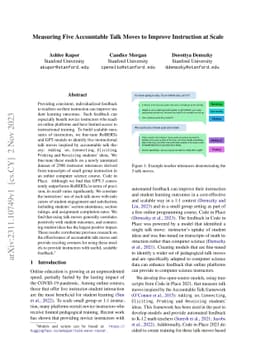 Measuring Five Accountable Talk Moves to Improve Instruction at Scale