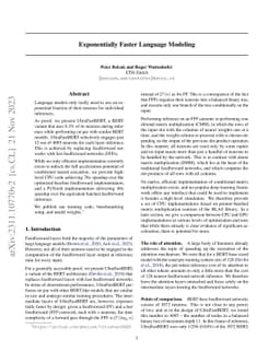 Exponentially Faster Language Modelling