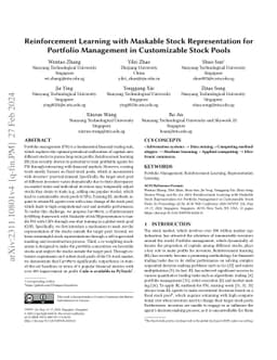 Reinforcement Learning with Maskable Stock Representation for Portfolio
  Management in Customizable Stock Pools