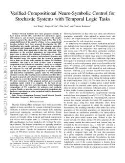 Verified Compositional Neuro-Symbolic Control for Stochastic Systems
  with Temporal Logic Tasks