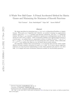 A Whole New Ball Game: A Primal Accelerated Method for Matrix Games and
  Minimizing the Maximum of Smooth Functions