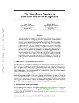 The Hidden Linear Structure in Score-Based Models and its Application