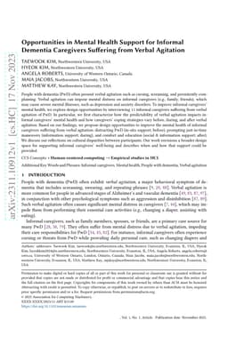 Opportunities in Mental Health Support for Informal Dementia Caregivers
  Suffering from Verbal Agitation