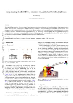Jenga Stacking Based on 6D Pose Estimation for Architectural Form
  Finding Process