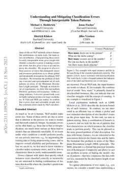 Understanding and Mitigating Classification Errors Through Interpretable
  Token Patterns