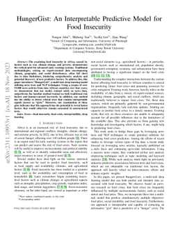 HungerGist: An Interpretable Predictive Model for Food Insecurity