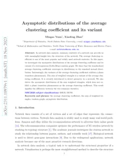 Asymptotic distributions of the average clustering coefficient and its
  variant