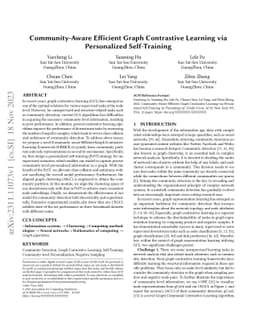 Community-Aware Efficient Graph Contrastive Learning via Personalized
  Self-Training