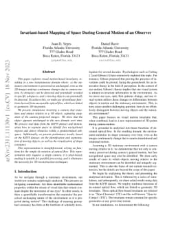 Invariant-based Mapping of Space During General Motion of an Observer