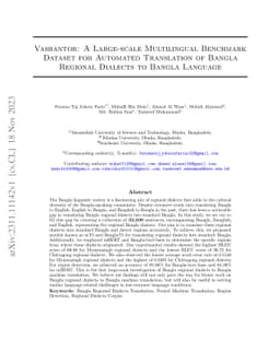 Vashantor: A Large-scale Multilingual Benchmark Dataset for Automated
  Translation of Bangla Regional Dialects to Bangla Language