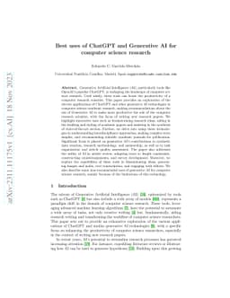 Best uses of ChatGPT and Generative AI for computer science research