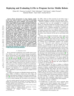 Deploying and Evaluating LLMs to Program Service Mobile Robots