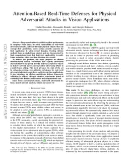 Attention-Based Real-Time Defenses for Physical Adversarial Attacks in
  Vision Applications