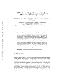 3D Guidewire Shape Reconstruction from Monoplane Fluoroscopic Images