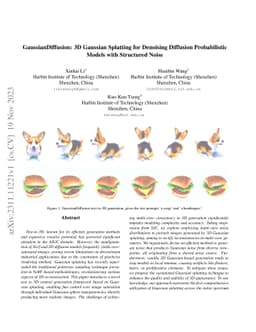 GaussianDiffusion: 3D Gaussian Splatting for Denoising Diffusion
  Probabilistic Models with Structured Noise