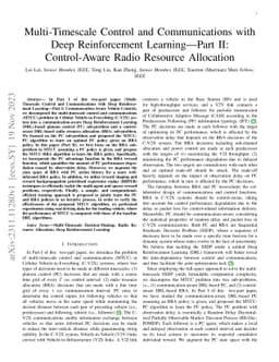 Multi-Timescale Control and Communications with Deep Reinforcement
  Learning -- Part II: Control-Aware Radio Resource Allocation