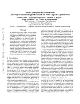 What Lies beyond the Pareto Front? A Survey on Decision-Support Methods
  for Multi-Objective Optimization