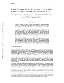 From Categories to Classifier: Name-Only Continual Learning by Exploring
  the Web