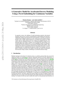 A Generative Model for Accelerated Inverse Modelling Using a Novel
  Embedding for Continuous Variables