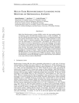 Multi-Task Reinforcement Learning with Mixture of Orthogonal Experts