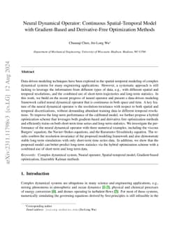 Operator Learning for Continuous Spatial-Temporal Model with
  Gradient-Based and Derivative-Free Optimization Methods