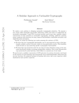 A Modular Approach to Unclonable Cryptography