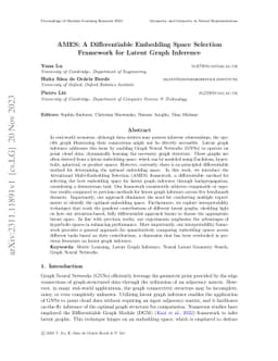 AMES: A Differentiable Embedding Space Selection Framework for Latent
  Graph Inference
