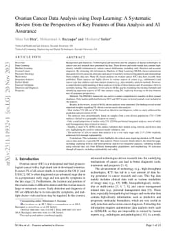 Ovarian Cancer Data Analysis using Deep Learning: A Systematic Review
  from the Perspectives of Key Features of Data Analysis and AI Assurance