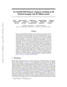 SA-Med2D-20M Dataset: Segment Anything in 2D Medical Imaging with 20
  Million masks