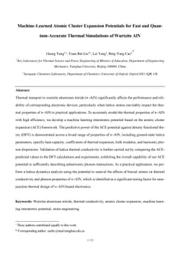 Machine-Learned Atomic Cluster Expansion Potentials for Fast and
  Quantum-Accurate Thermal Simulations of Wurtzite AlN