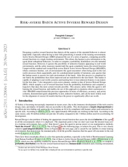 Risk-averse Batch Active Inverse Reward Design