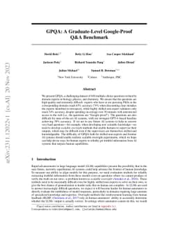 GPQA: A Graduate-Level Google-Proof Q&A Benchmark