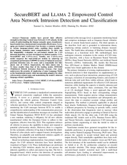 SecureBERT and LLAMA 2 Empowered Control Area Network Intrusion
  Detection and Classification