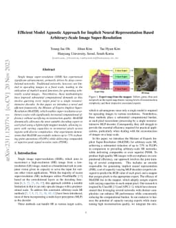 Efficient Model Agnostic Approach for Implicit Neural Representation
  Based Arbitrary-Scale Image Super-Resolution