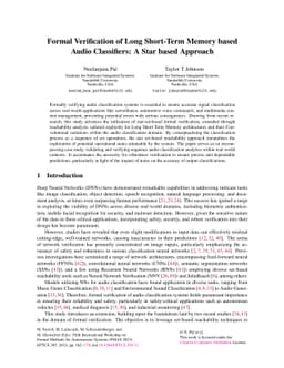 Formal Verification of Long Short-Term Memory based Audio Classifiers: A
  Star based Approach