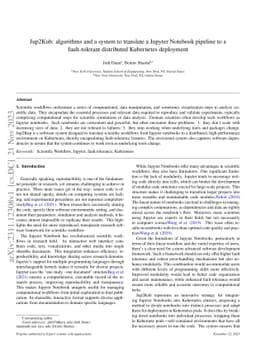 Jup2Kub: algorithms and a system to translate a Jupyter Notebook
  pipeline to a fault tolerant distributed Kubernetes deployment