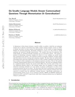Do Smaller Language Models Answer Contextualised Questions Through
  Memorisation Or Generalisation?