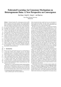 Federated Learning via Consensus Mechanism on Heterogeneous Data: A New
  Perspective on Convergence