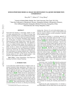Semi-supervised Medical Image Segmentation via Query Distribution
  Consistency