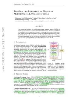 The Obscure Limitation of Modular Multilingual Language Models