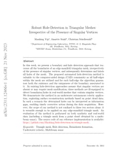Robust Hole-Detection in Triangular Meshes Irrespective of the Presence
  of Singular Vertices