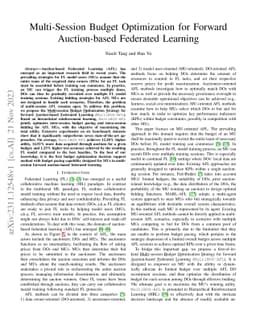 Multi-Session Budget Optimization for Forward Auction-based Federated
  Learning