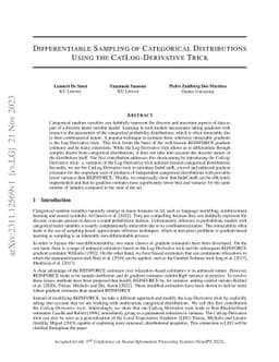 Differentiable Sampling of Categorical Distributions Using the
  CatLog-Derivative Trick