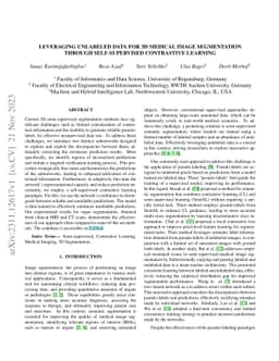 Leveraging Unlabeled Data for 3D Medical Image Segmentation through
  Self-Supervised Contrastive Learning
