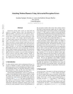 Attacking Motion Planners Using Adversarial Perception Errors