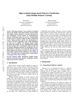 High-resolution Image-based Malware Classification using Multiple
  Instance Learning
